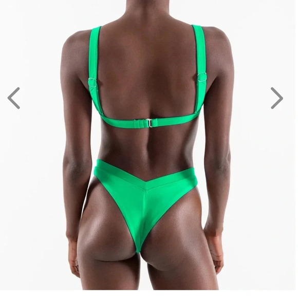 NWT OneOne Swimwear Bikini SET Jungle Green Kameron Jesse NEW Cheeky Triangle - Picture 2 of 3